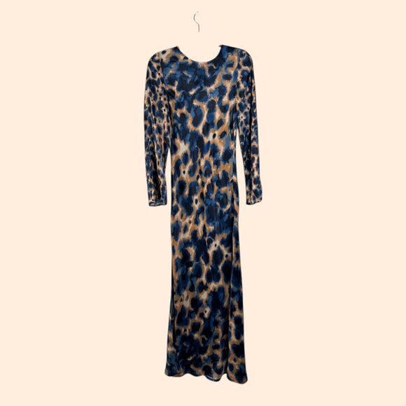 Anthropologie Blue and Tan Maxi Dress - Picture 1 of 6
